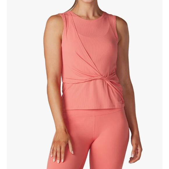 Tavi Noir NWT Synergy Twist Ribbed Tank Top Poppy Pink Lrg BalletCore Feminine - Picture 1 of 12